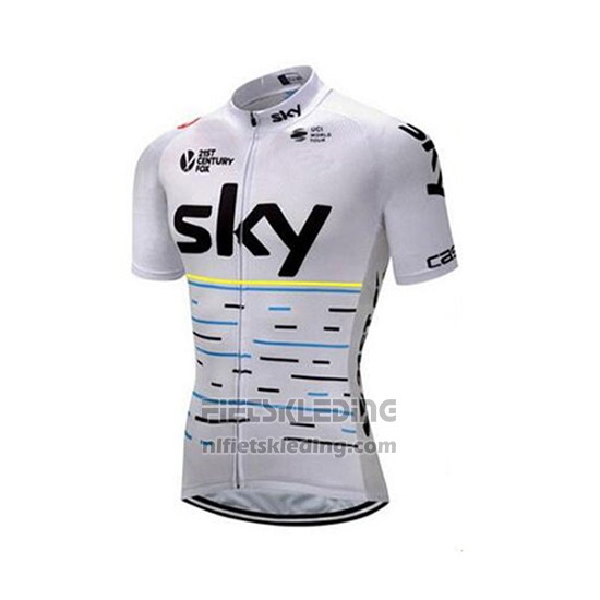 2018 Fietskleding Sky Wit en Geel Korte Mouwen en Koersbroek